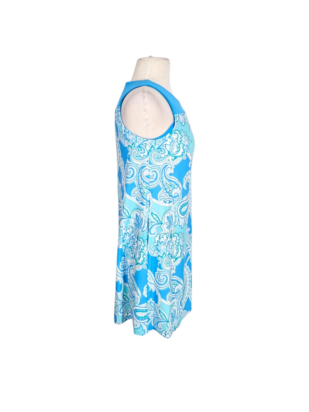 Jude Connally Blue Jaquard Print Sleeveless Shift Dress - Picture 2 of 7